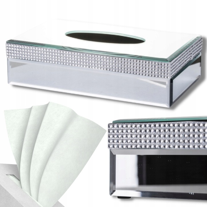 LUSTRZANY POJEMNIK PUDEŁKO NA CHUSTECZKI HIGIENICZNE GLAMOUR PREZENT ŚLUB