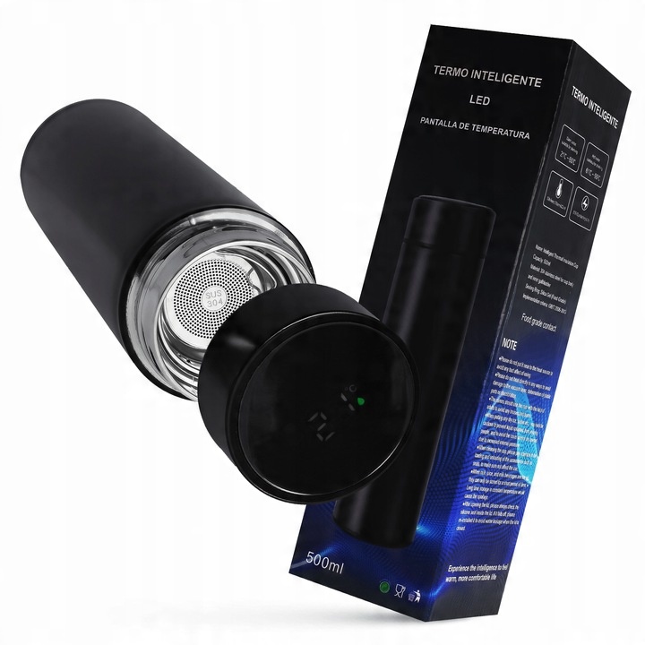 Kubek Termiczny Termos LED 500ml Duży | Butelka Na Kawę Herbatę Wyświetlacz