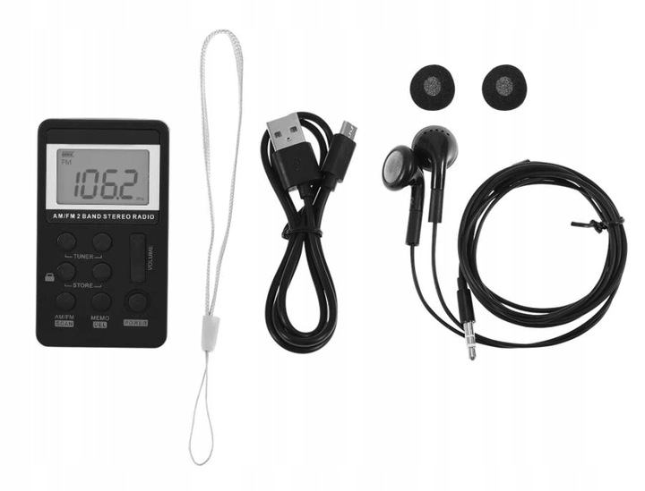 MINI RADIO CYFROWE PROGRAMOWANIE AKUMULATOR SŁUCH + naklejka