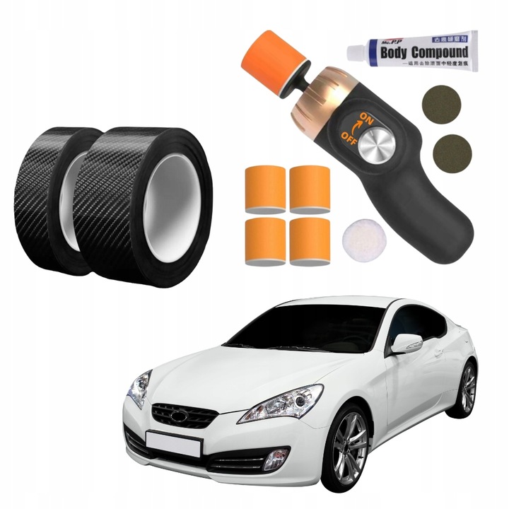 ZESTAW SAMOCHODOWY TAŚMA DO PROGÓW I MINI POLERKA