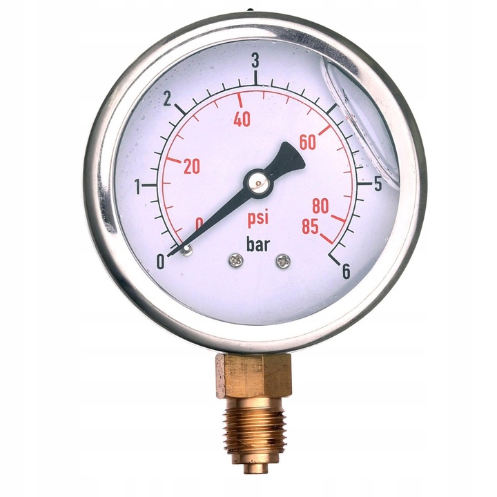 Manometr glicerynowy Pneumatyczny 0-6 bar dolny 1/4" ZEGAR BAR PSI
