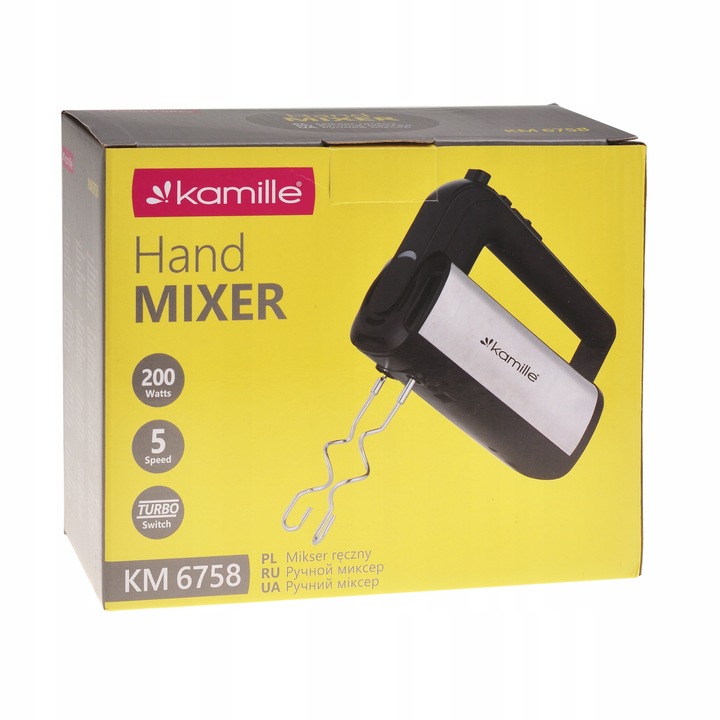 MIKSER RĘCZNY ROBOT KUCHENNY MOCNY 5 BIEGÓW 4 KOŃCÓWKI KAMILLE