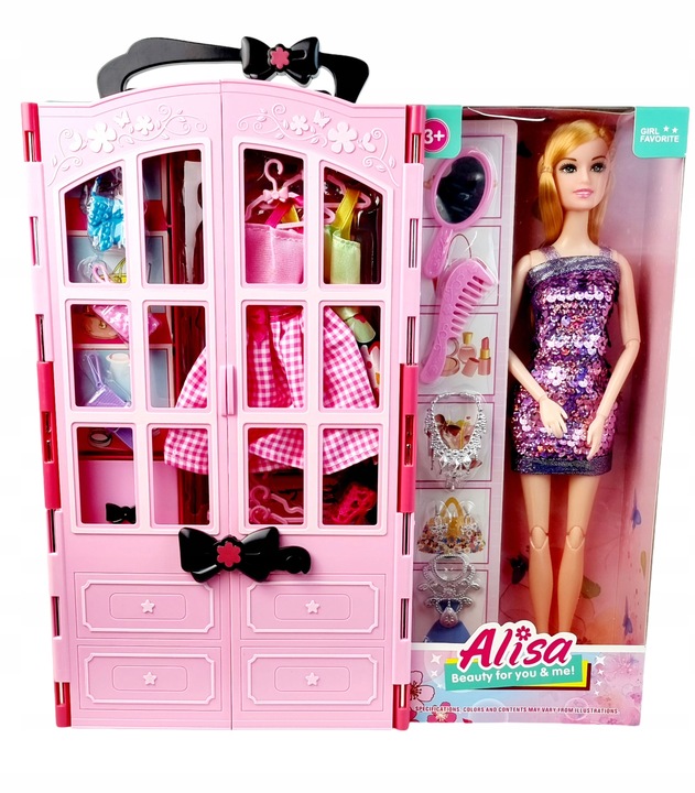 Szafa dla Lalek Garderoba dla Lalek Domek dla Lalek Akcesoria Lalka Różowa