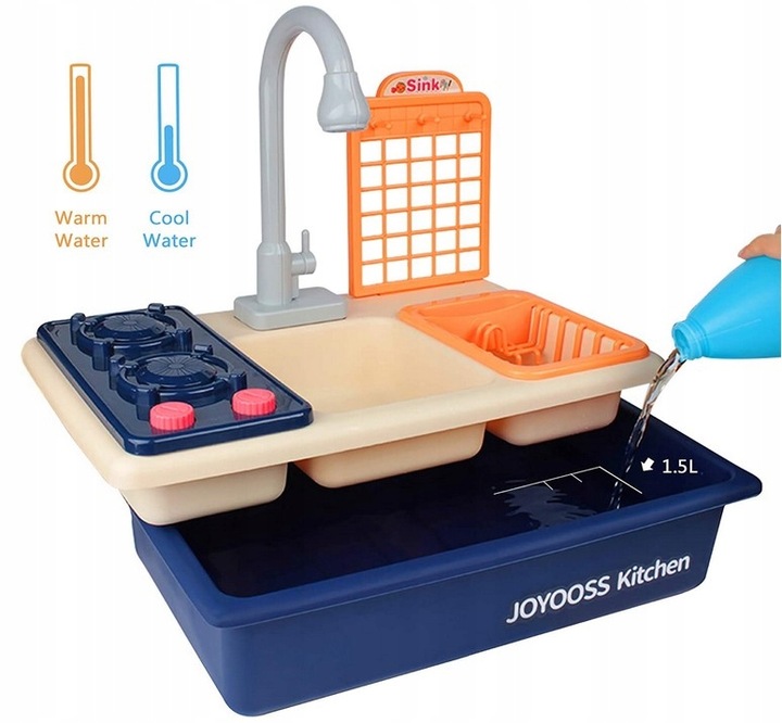 ZLEW NA WODĘ ZLEWOZMYWAK KUCHNIA DLA DZIECI AKCESORIA 2W1