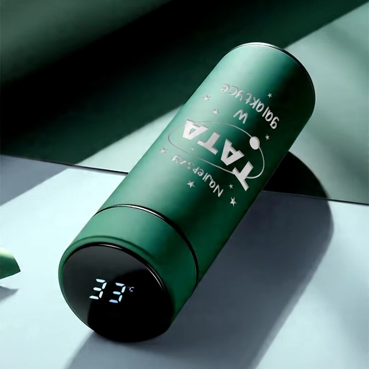 KUBEK TERMICZNY Zielony LED Na Prezent Dla Mamy Taty NAJLEPSZA MAMA Wzory