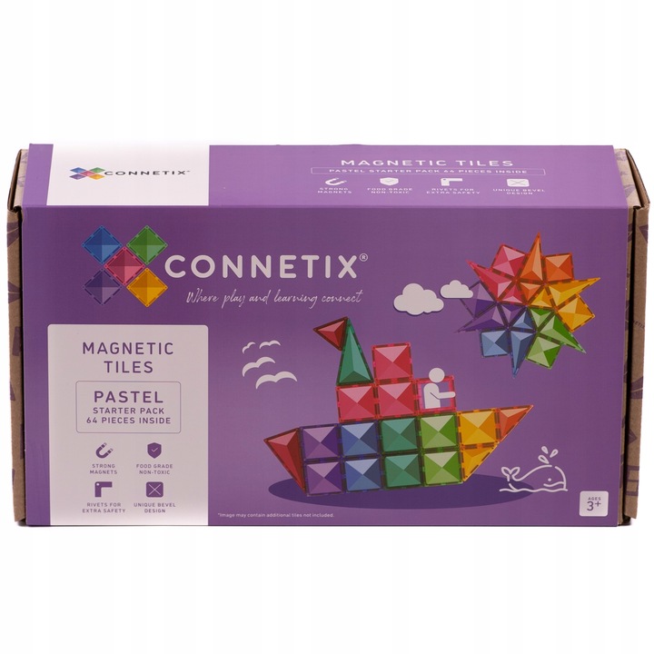 klocki magnetyczne Pastel Starter Pack 64 el. Connetix zestaw startowy