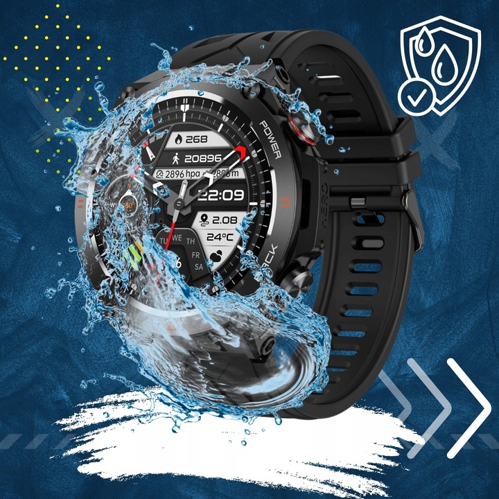 Zegarek męski SMARTWATCH RBN z GPS KOMPASEM BAROMETREM ROZMOWY BATERIA 600