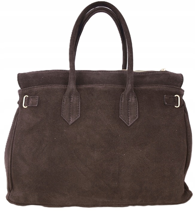 Torebka Włoska CZEKOLADOWA Kuferek SKÓRA ZAMSZ NATURALNY Vera Pelle+pasek