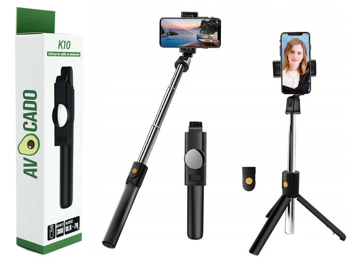 KIJEK DO SELFIE STICK TRIPOD 360 STATYW PILOT LUSTERKO BLUETOOTH BATERIA