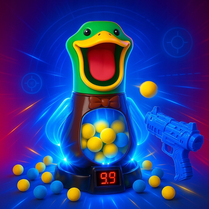 GŁODNA KACZKA XXL STRZELANIE DO CELU UCIEKA LED 2xPISTOLET PREZENT URODZINY