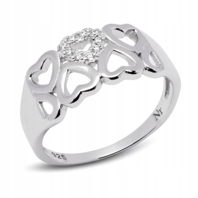 Pierścionek Obrączka Srebrna z Serduszkami