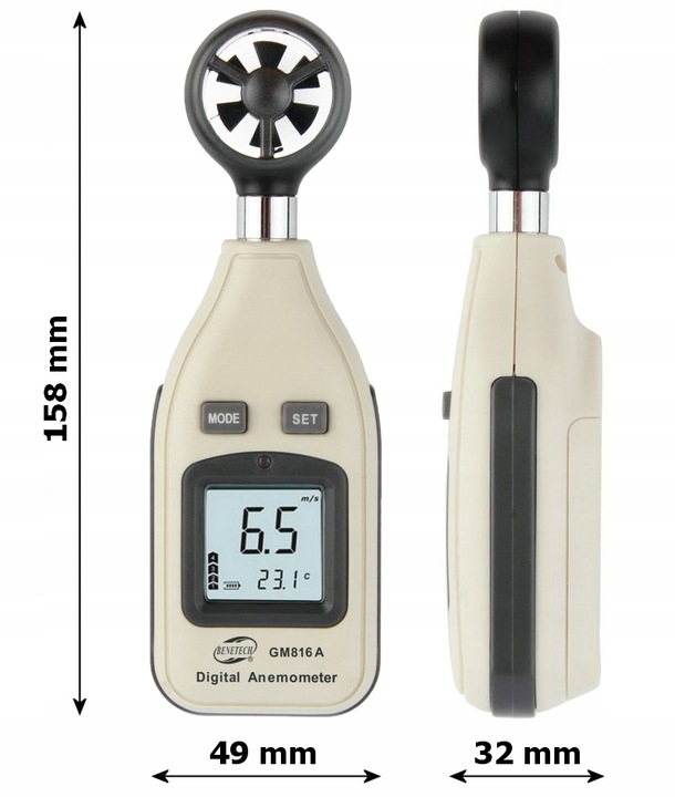 ANEMOMETR WIATROMIERZ MIERNIK WIATRU TEMPERATURY POMIAR PRĘDKOŚCI POWIETRZA