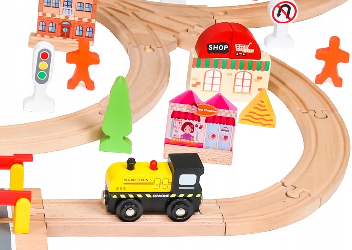 WIELKA KOLEJKA DREWNIANA TOR POCIĄG AUTKA 100 el.