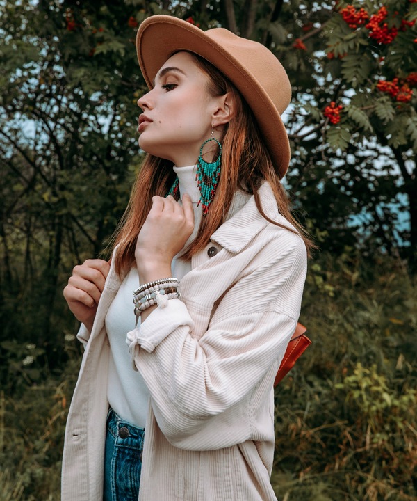 Kapelusz klasyczny panama elegancki brązowy filcowy z rzemykiem rzemyk boho