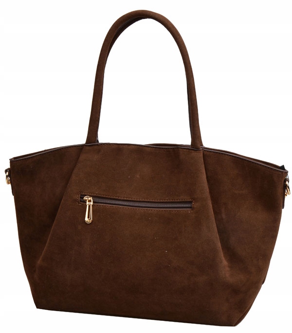 FLORA&CO torebka damska MIEJSKA na ramię ZAMSZ A4 CZEKOLADA