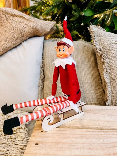 ZESTAW MEBLI DLA ELFA PSOTNIKA ŁÓŻKO SKRZYNIA SANIE DREWNO