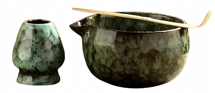 ZESTAW DO MATCHY JAPOŃSKI STYL 6 CZĘŚCIOWY Z DZIUBKIEM KOLOR CYJAN