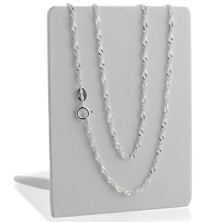 PIĘKNY SREBRNY ŁAŃCUSZEK SINGAPUR SKRĘCANY PR. 925 NA 30 40 50 60 URODZINY