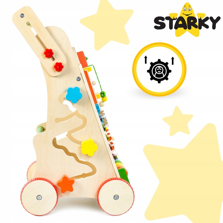 Prezent na roczek jeździk pchacz drewniany chodzik tablica manipulacyjna