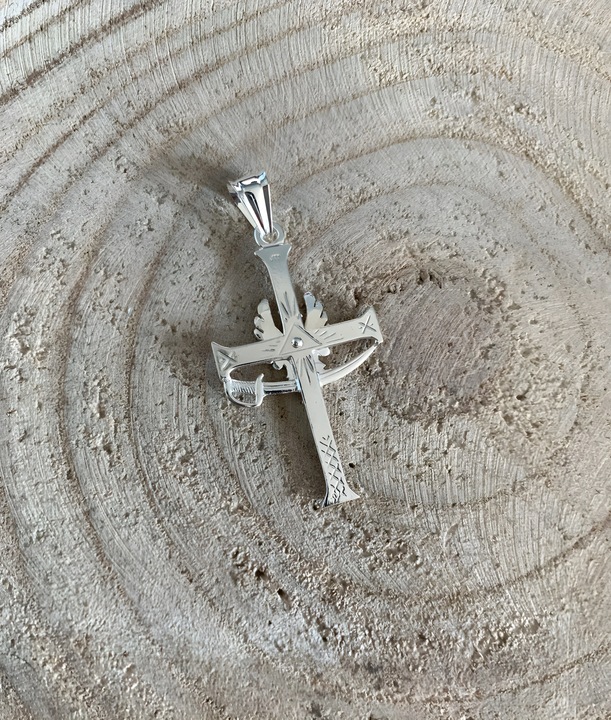 SREBRNY DUŻY KRZYŻ KRZYŻYK SREBRO PRÓBY 925 HONOR OJCZYZNA