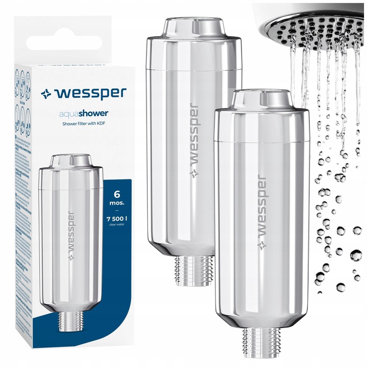 Filtr prysznicowy do wody 2 szt zmiękcza wodę srebrny chrom do słuchawki