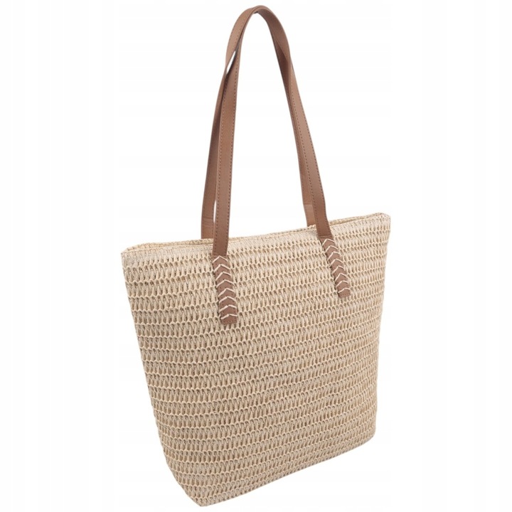 Torebka damska shopper na ramię słomiana lato shopperki pojemne torebki