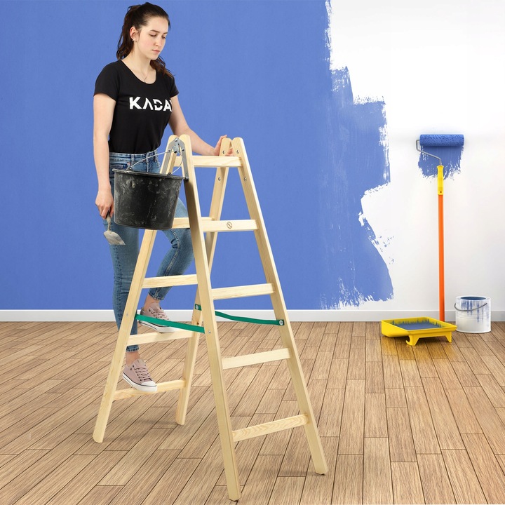 DRABINA DREWNIANA MALARSKA ROZSTAWNA 2x5 SZCZEBLI DWUSTRONNA 150kg