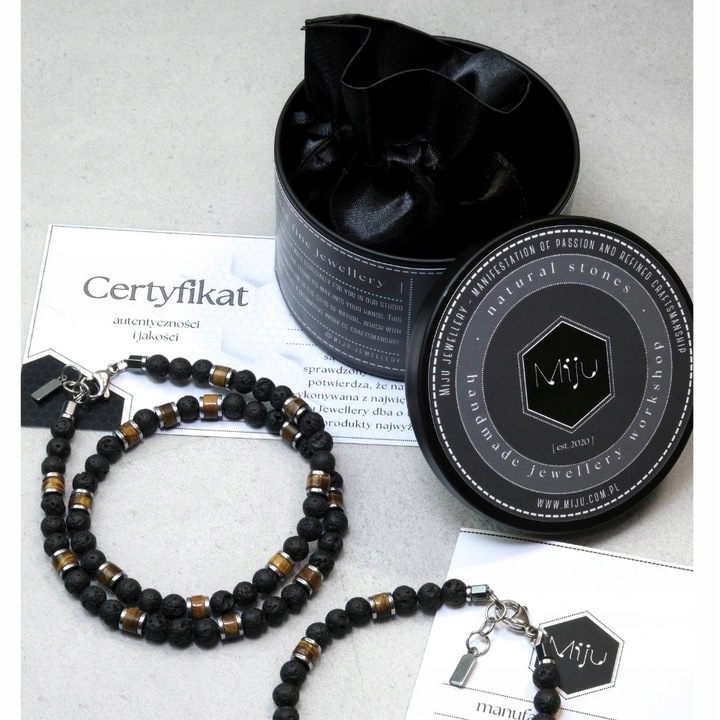 Bransoletka Męska Srebrna Prezent Dla Faceta Prezent Na Święta Lawa Onyks