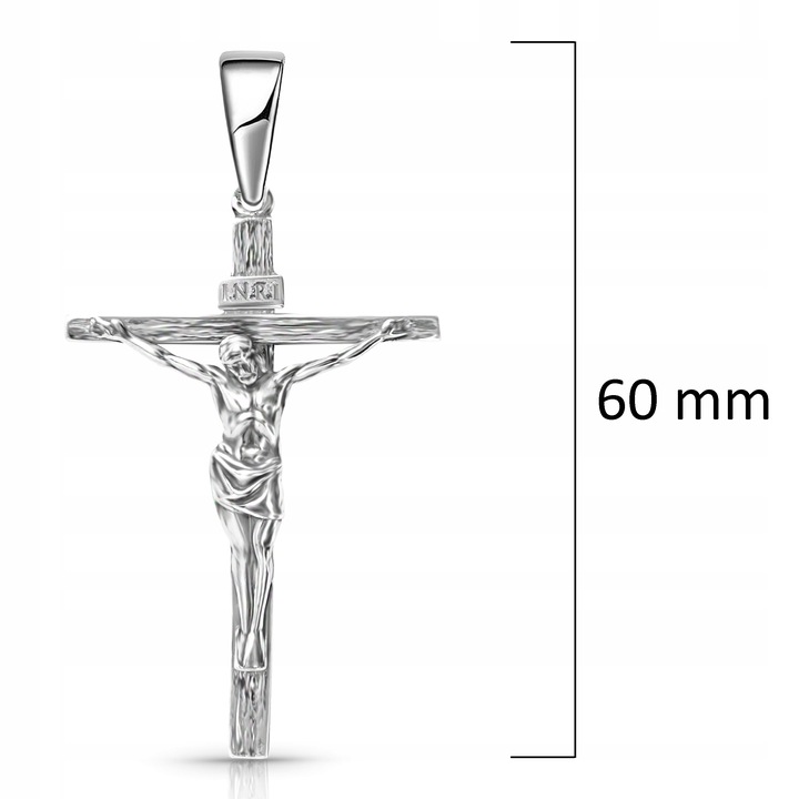 Krzyżyk duży srebrny męski 925 z Jezusem wizerunkiem pasyjka