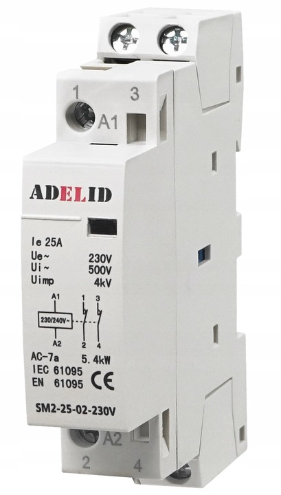 STYCZNIK MODUŁOWY 25-02 230V 20A 25A 1P 2NC 1-FAZ