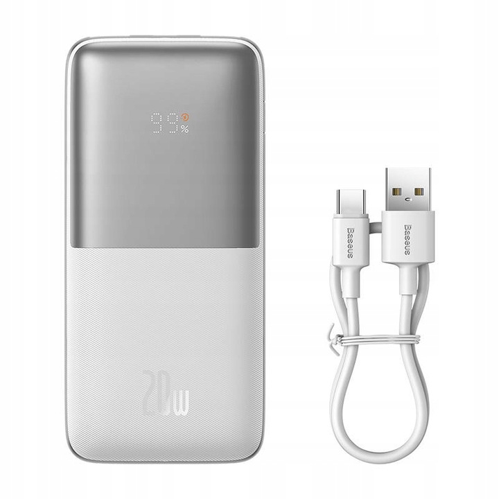 BASEUS PODRÓŻNY POWER BANK 10000 MAH 2X USB USB-C 20W QC 3.0 Z KABLEM USB