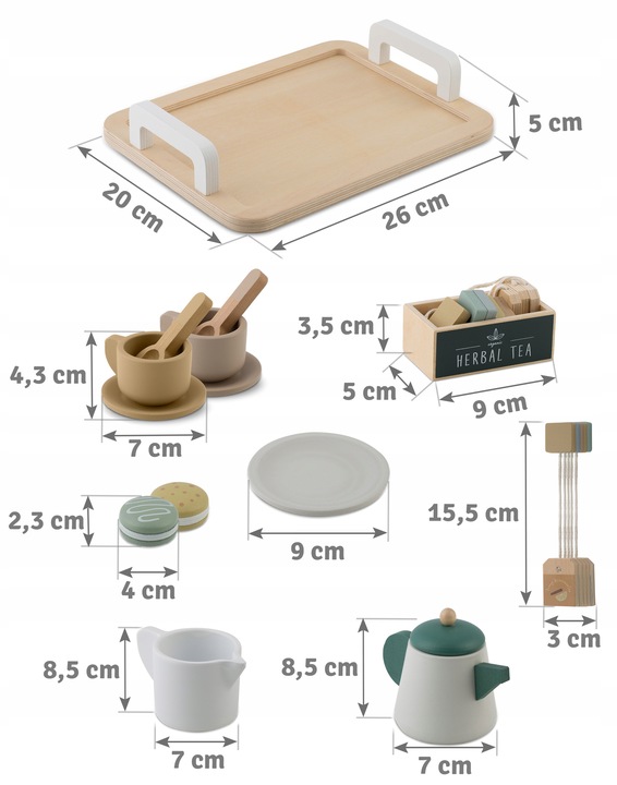 Drewniany serwis kawowy dla dzieci zestaw do kawy i herbaty zabawki Nukido