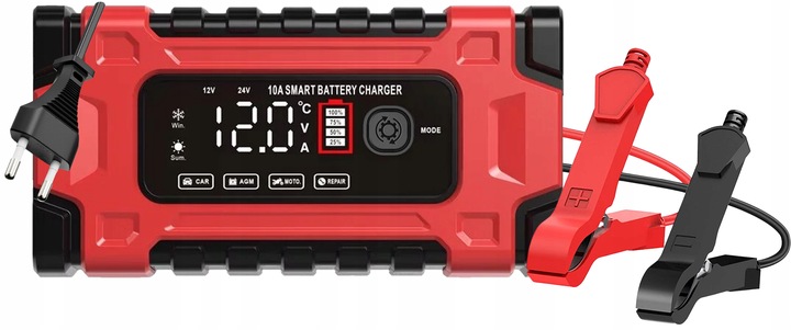 AUTOMATYCZNY INTELIGENTNY PROSTOWNIK ŁADOWARKA DO AKUMULATORA 12V 24V 10A