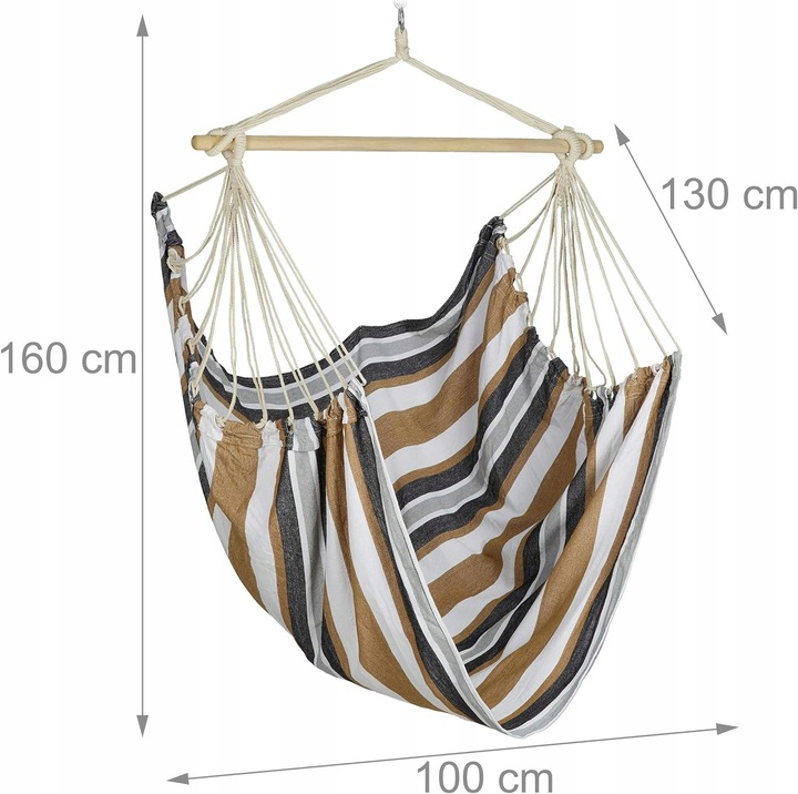 HAMAK FOTEL WISZĄCY OGRODOWY BRAZYLIJSKI BUJANY HUŚTAWKA KOKON BRĄZOWY