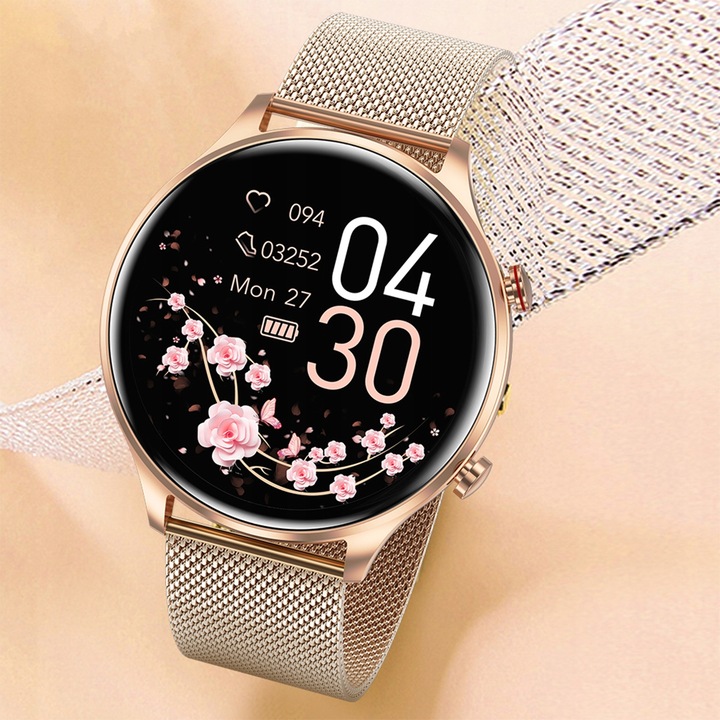 SMARTWATCH DAMSKI Zegarek ROZMOWY CIŚNIENIE POLSKIE MENU 2 paski +SŁUCHAWKI