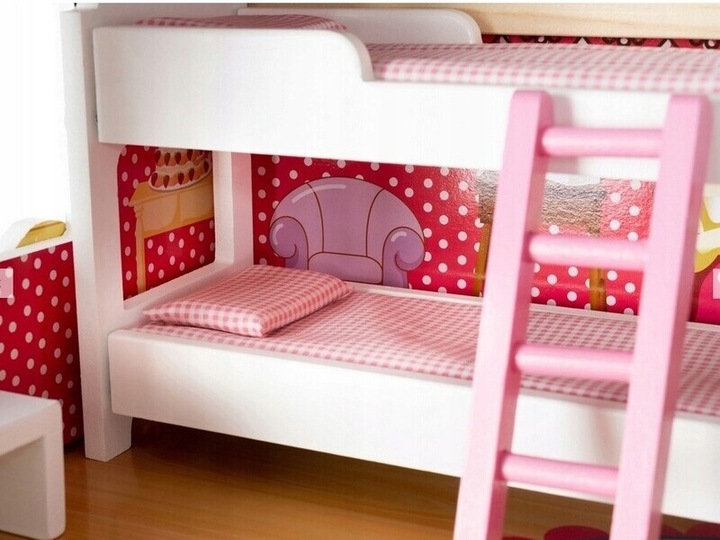 Duży Domek Dla Lalek XXL Drewniany Mebelki Do Zestawu Oświetlenie LED