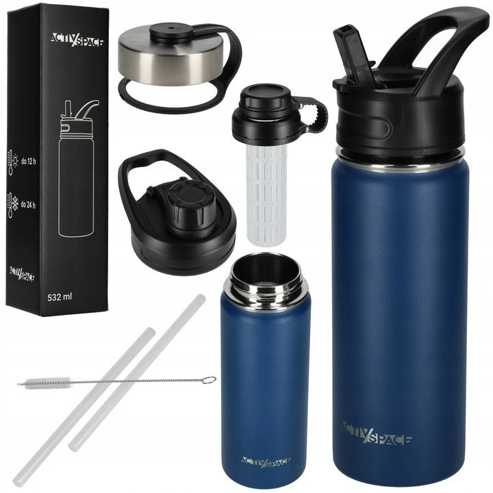 BIDON KUBEK TERMICZNY 532ML TERMOS STALOWY NA KAWĘ HERBATĘ BUTELKA PREMIUM