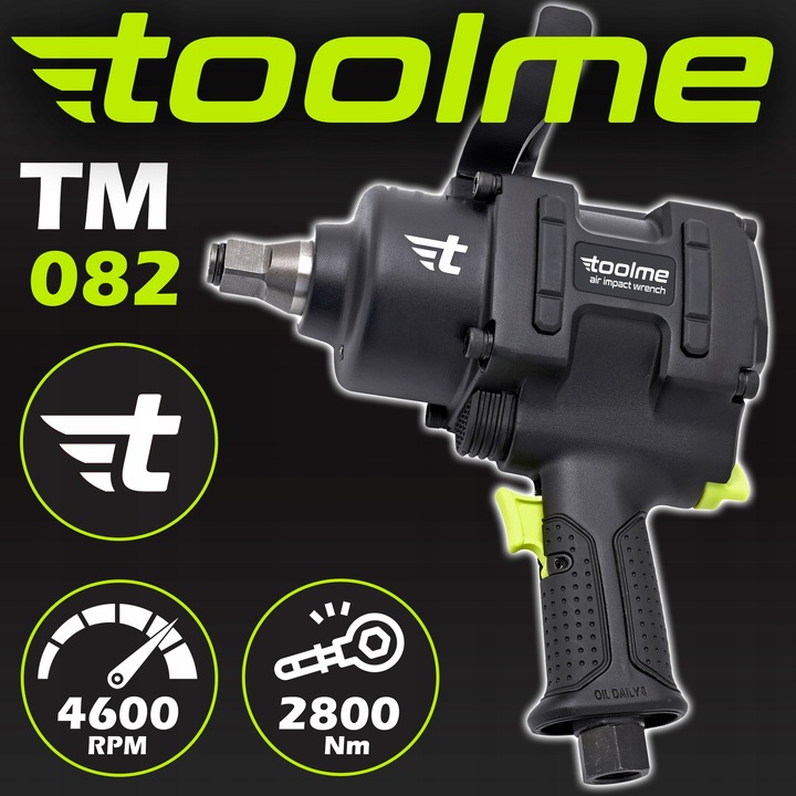 KLUCZ UDAROWY pneumatyczny KOMPOZYTOWY Z Udarem KÓŁ 3/4 2800Nm Toolme TM082