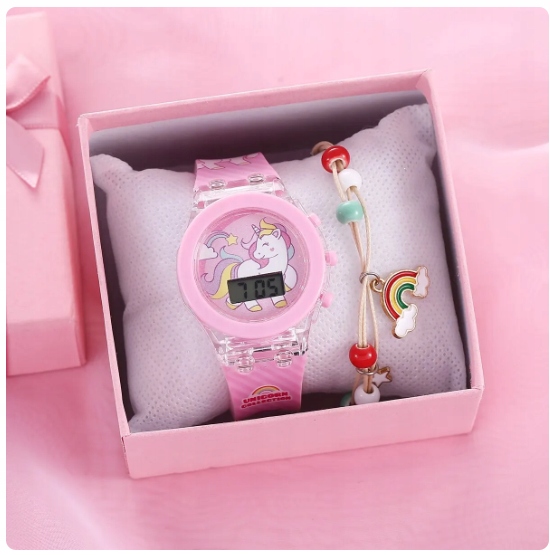 ZEGAREK ELEKTRONICZNY LED BRANSOLETKA DLA DZIEWCZYNKI JEDNOROŻEC