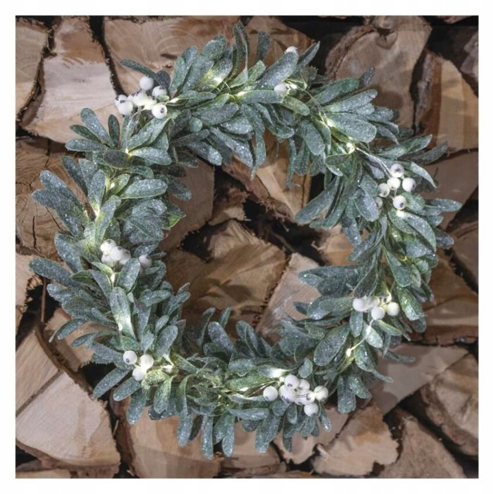 Dekoracje - wianek jemioła 25 LED, 3xAA, ciepła biel, IP20, timer EMOS