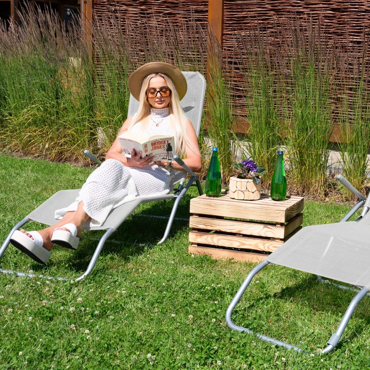 2x LEŻAK OGRODOWY krzesło na plażę FOTEL TURYSTYCZNY składany grawitacyjny