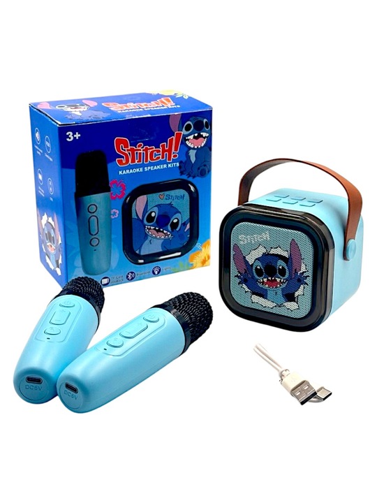 ZESTAW KARAOKE DLA DZIECI GŁOŚNIK BLUETOOTH I MIKROFONY Z MOTYWEM STICH