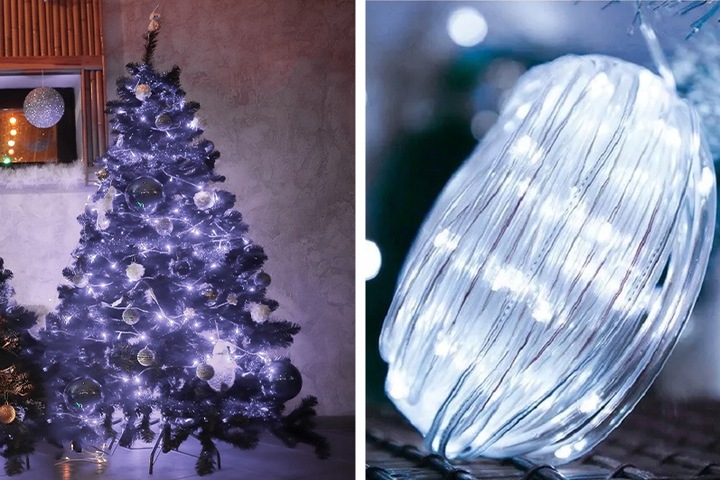 WĄŻ LED ŚWIETLNY ZEWNĘTRZNY TAŚMA ŁAŃCUCH LAMPKI ZIMNE FLASH IP67 230V 50m