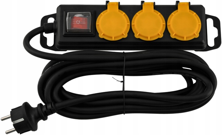 Przedłużacz Listwa Zasilająca 3 Gniazda 5m Wodoszczelny Z Wyłącznikiem IP44