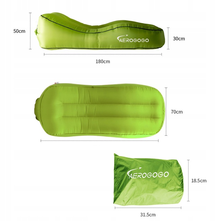 MATERAC dmuchany automatycznie LEŻAK AEROGOGO CS1 ZIELONY