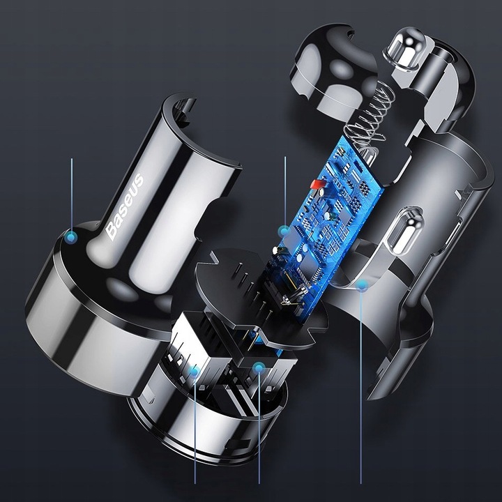 BASEUS MOCNA ŁADOWARKA SAMOCHODOWA DO TELEFONU PD QC 4.0 USB USB-C 45W