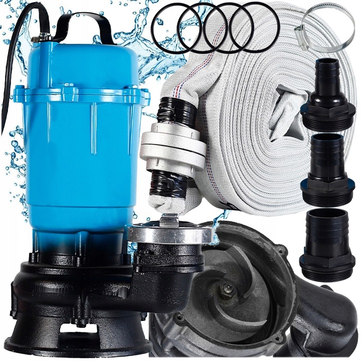 POMPA DO WODY CZYSTEJ BRUDNEJ SZAMBA SZLAMOWA ROZDRABNIACZ 3200W + WĄŻ 30M