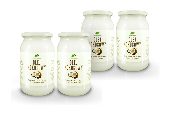 OLEJ KOKOSOWY 4x 900ml NIERAFINOWANY EXTRA VIRGIN