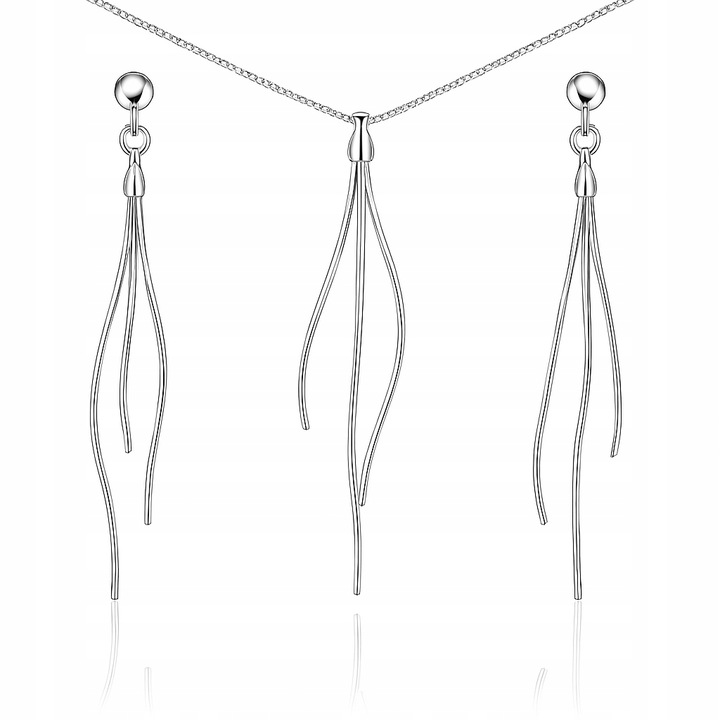 Biżuteria srebrna damska Komplet żmijki długie wiszące kolczyki srebro 925