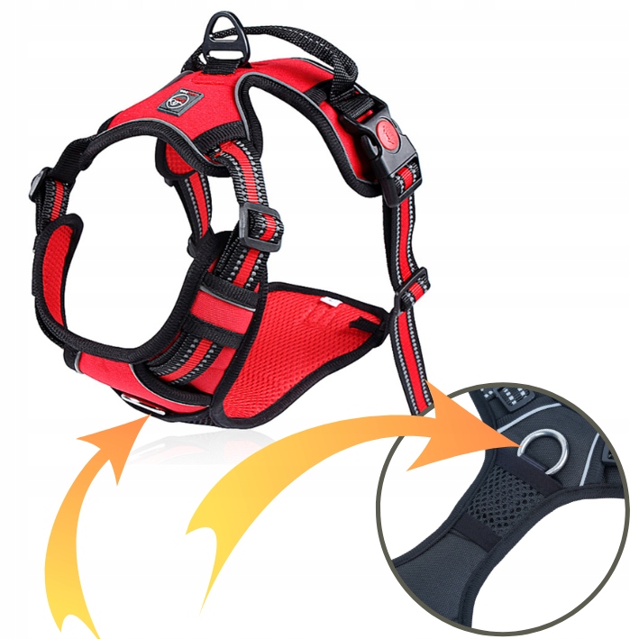 SZELKI BEZUCISKOWE typu GUARD dla psa ELITE L red